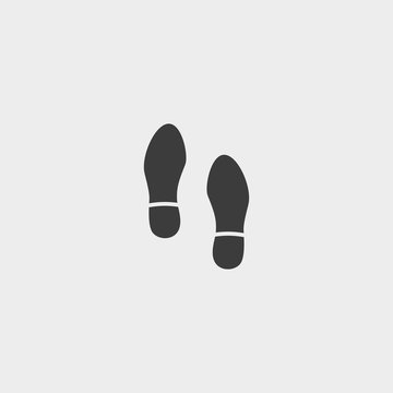 Footprints shoe icon in a flat design in black color. Vector illustration eps10