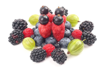 different berries on a white background. healthy fresh vegetables and food