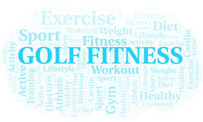Obraz premium Golf Fitness word cloud. Wordcloud made with text only.