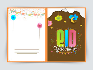 Greeting card design for Islamic festival, Eid celebration.