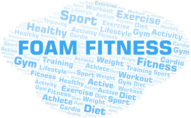 Fototapeta premium Foam Fitness word cloud. Wordcloud made with text only.
