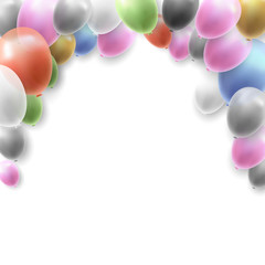 Birthday Party Vector Background with Balloons on White Background