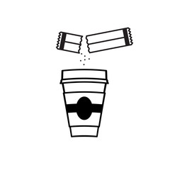 Opened Sachet Icon or Container Sign with Sugar or Creamer