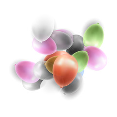 Birthday Party Vector Background with Balloons on White Background