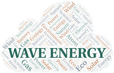 Obraz premium Wave Energy word cloud. Wordcloud made with text only.