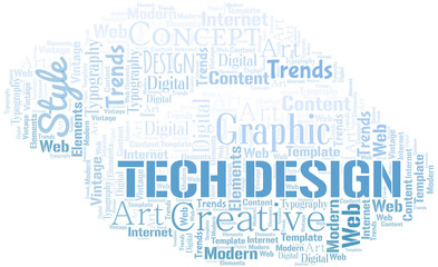 Obraz premium Tech Design word cloud. Wordcloud made with text only.
