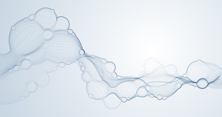 Biological mutation, microscopic virus, dotted vector particles shape, nano technology. Abstract flowing wide wallpaper background. © Sylverarts
