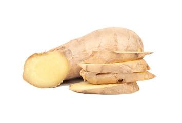 Ginger root with slices