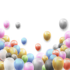 Birthday Party Vector Background with Balloons on White Background