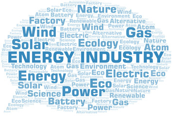 Energy Industry word cloud. Wordcloud made with text only.