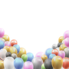 Birthday Party Vector Background with Balloons on White Background