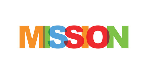 Mission business card text. Modern lettering poster. Color word art slogan icon. Phrases vector print design elements.