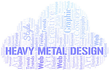Heavy Metal Design word cloud. Wordcloud made with text only.