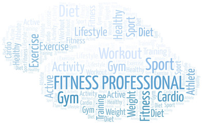 Fitness Professional word cloud. Wordcloud made with text only.