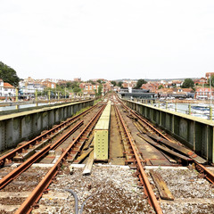 Fototapeta na wymiar Abandoned harbour arm of railway line in Folkstone, Kent, UK