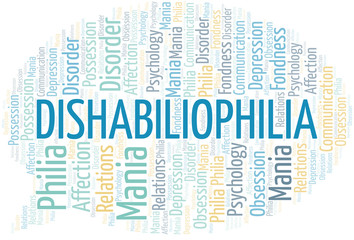 Dishabiliophilia word cloud. Type of Philia.