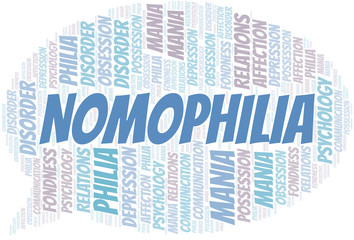 Fototapeta premium Nomophilia word cloud. Type of Philia.
