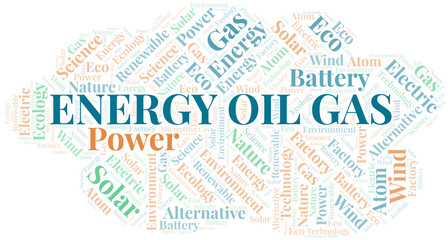 Fototapeta premium Energy Oil Gas word cloud. Wordcloud made with text only.