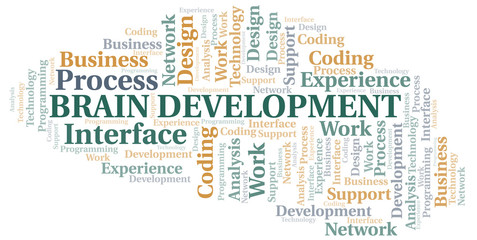 Fototapeta premium Brain Development word cloud. Wordcloud made with text only.