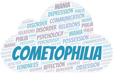 Cometophilia word cloud. Type of Philia.