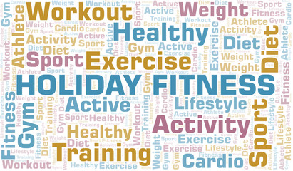 Holiday Fitness word cloud. Wordcloud made with text only.