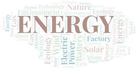 Energy word cloud. Wordcloud made with text only.