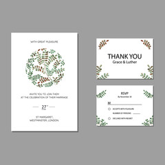Fototapeta na wymiar Floral wedding invitation in watercolor 