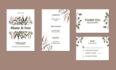 Floral wedding invitation in watercolor 