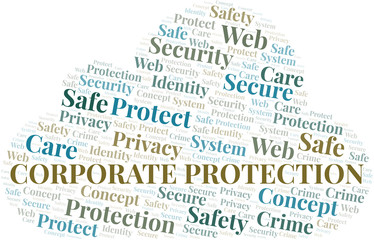 Corporate Protection word cloud. Wordcloud made with text only.