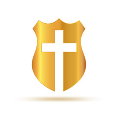 Obraz premium Shield with Christian Cross. Vector illustration.