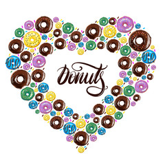 Design from donuts in the heart with lettering