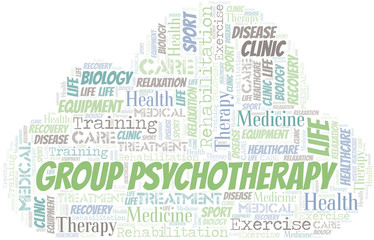 Group Psychotherapy word cloud. Wordcloud made with text only.