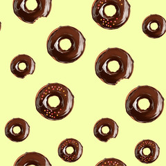 seamless pattern with chocolate donuts