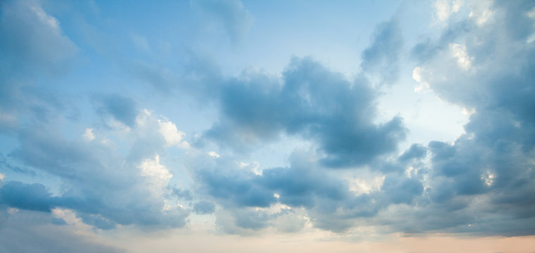Blue sky clouds background. Beautiful landscape with clouds on sky