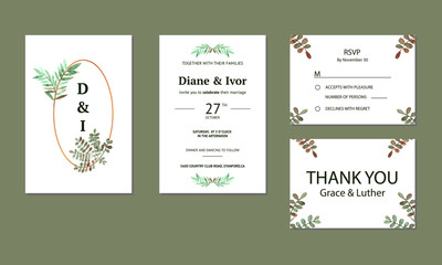 Floral wedding invitation in watercolor 