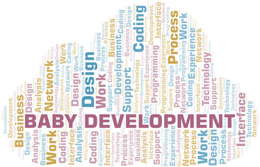 Baby Development word cloud. Wordcloud made with text only.