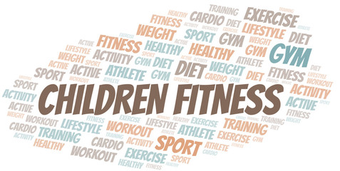 Children Fitness word cloud. Wordcloud made with text only.