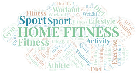 Home Fitness word cloud. Wordcloud made with text only.