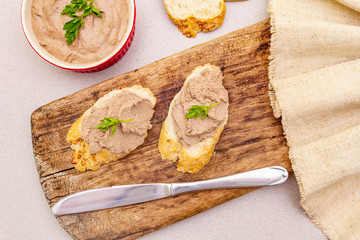 Chicken liver pate with butter.