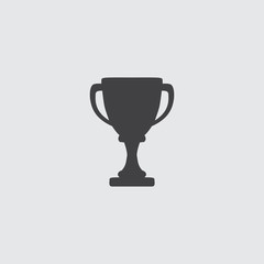 Trophy icon in a flat design in black color. Vector illustration eps10
