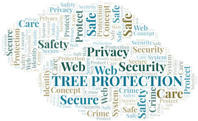 Obraz premium Tree Protection word cloud. Wordcloud made with text only.