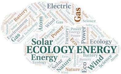 Ecology Energy word cloud. Wordcloud made with text only.