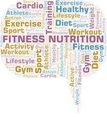 Fototapeta premium Fitness Nutrition word cloud. Wordcloud made with text only.