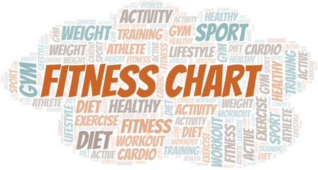 Obraz premium Fitness Chart word cloud. Wordcloud made with text only.