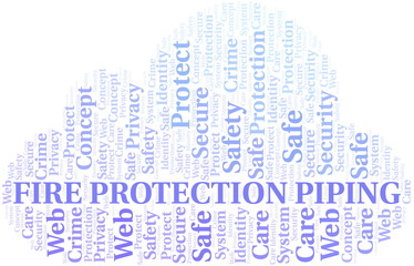 Fire Protection Piping word cloud. Wordcloud made with text only.