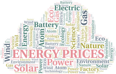 Fototapeta premium Energy Prices word cloud. Wordcloud made with text only.