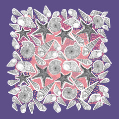 Scarf with shells and corals