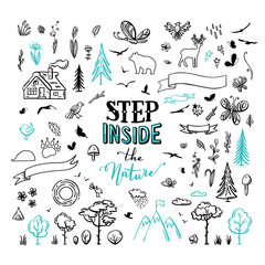 Vector set of nature doodles.