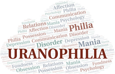 Obraz premium Uranophilia word cloud. Type of Philia.