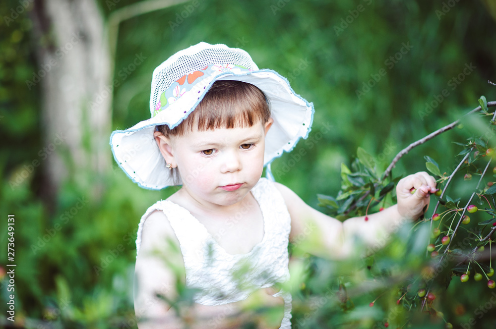 Wall mural little girl in the garden